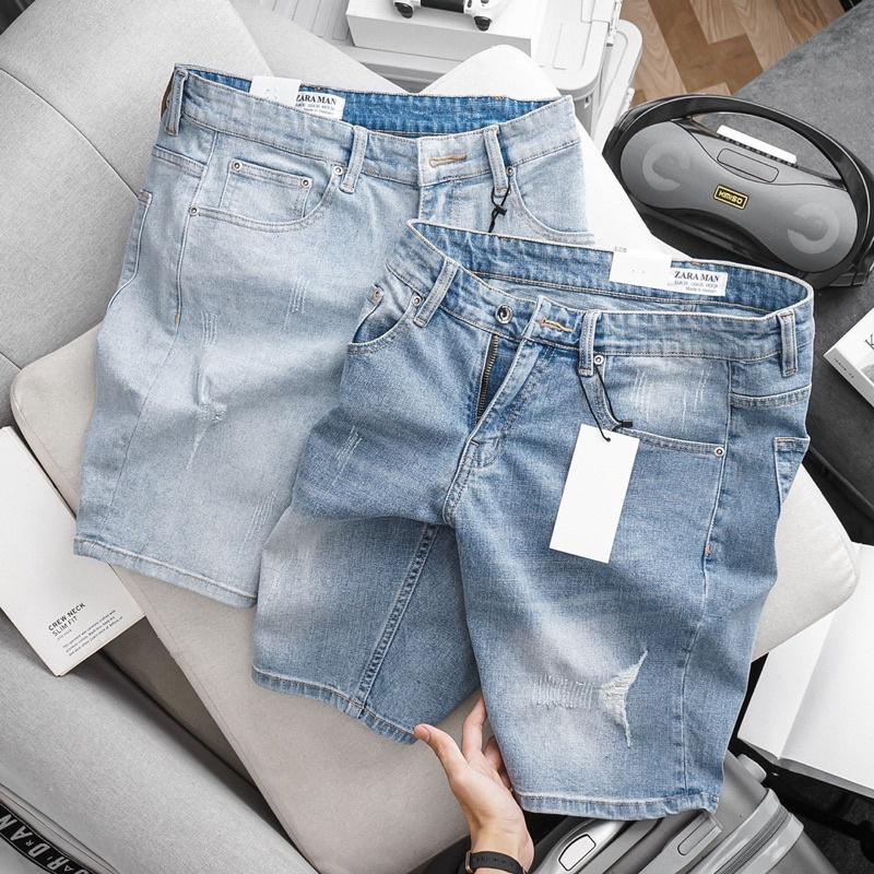 Quần Short Bò Jean Nam Slimfit ôm vừa Xuất Xịn co giãn không phai màu