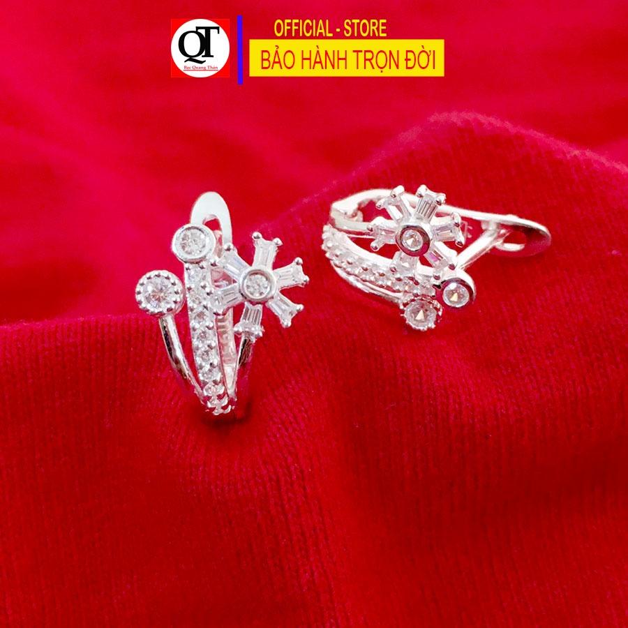 Bông tai nữ thời trang chất liệu bạc 925 khóa bật đeo sát tai đính đá cao cấp trang sức Bạc Quang Thản - QTBT140