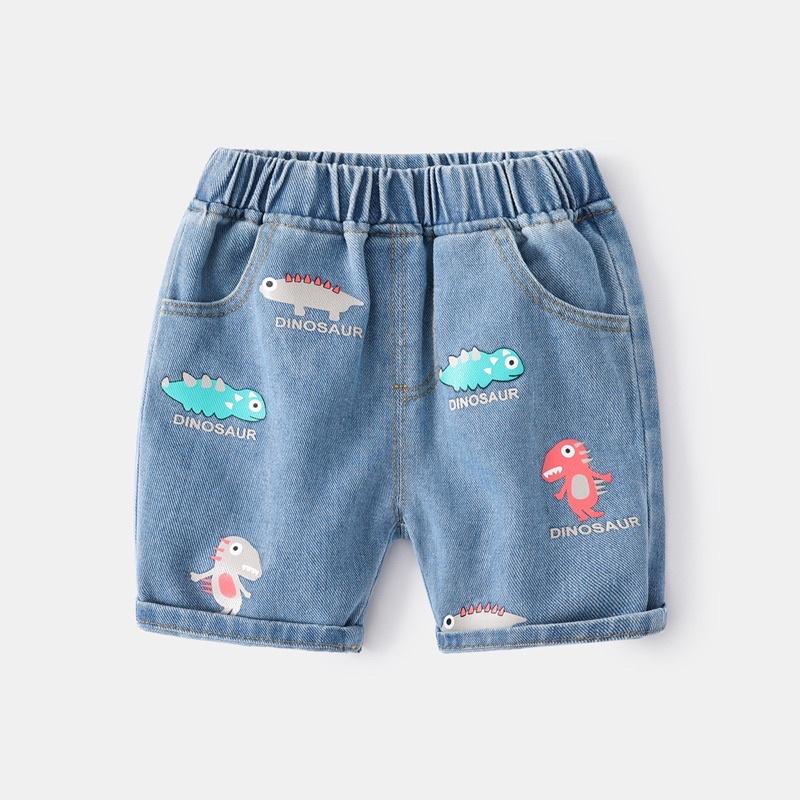 Quần short jean bé trai WELLKIDS, quần bò cho bé hoạ tiết hoạt hình (Kz3310