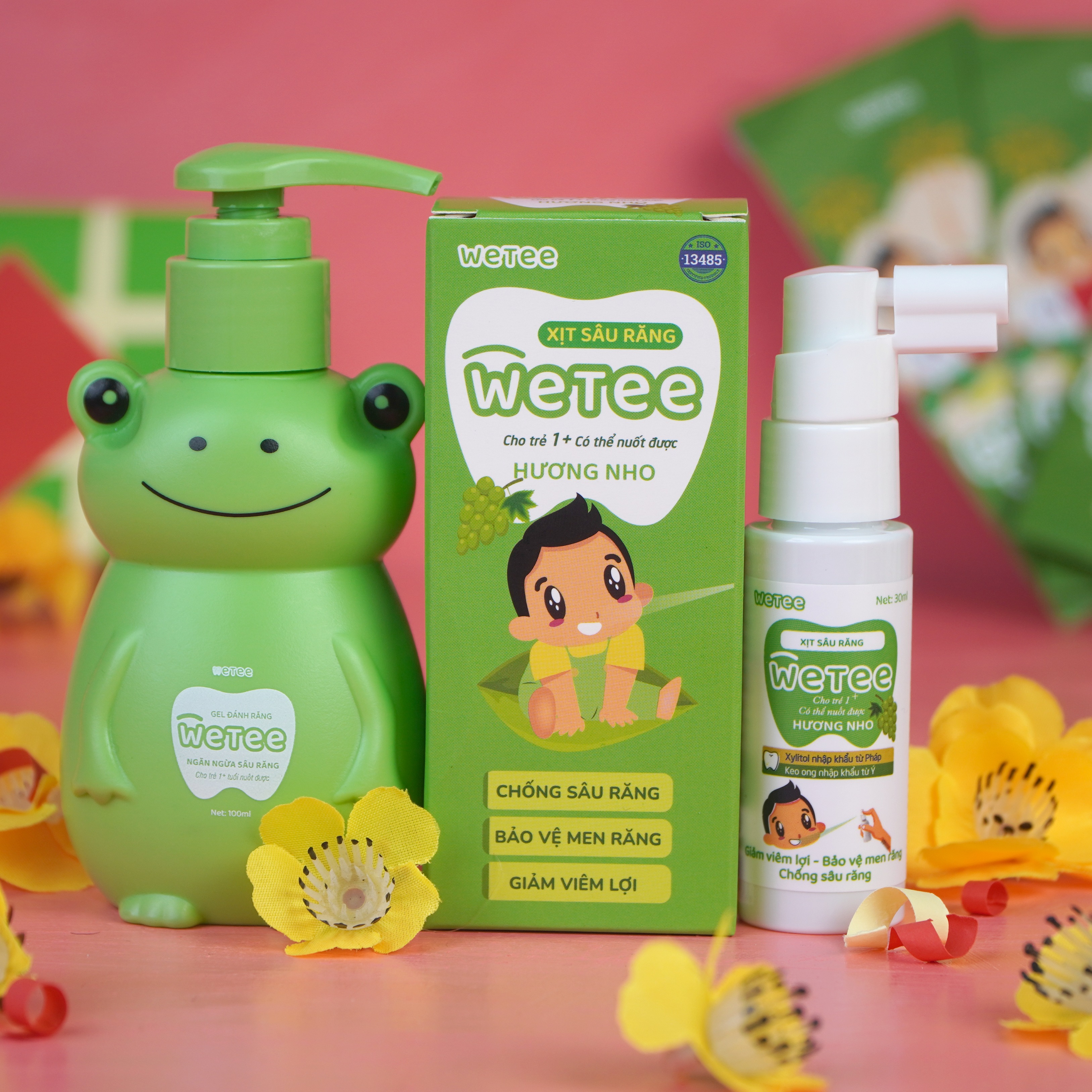 1 Gel Đánh Răng Wetee 100ml + 1 Xịt Chống Sâu Răng Wetee 30ml Tặng Kèm Bàn Chải Đánh Răng Lông Mềm