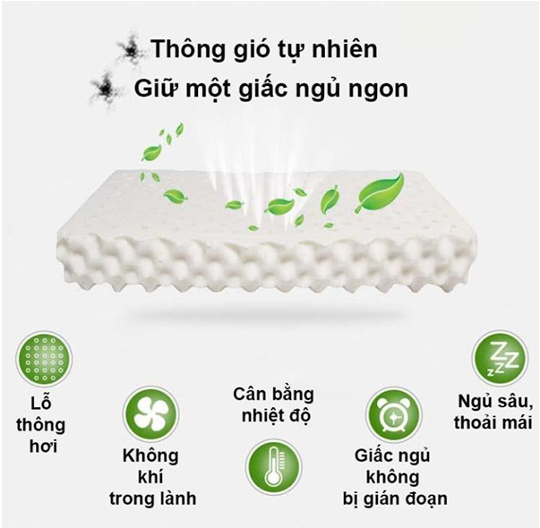 Gối Ngủ Cao Su Non Đàn Hồi Cao Cấp