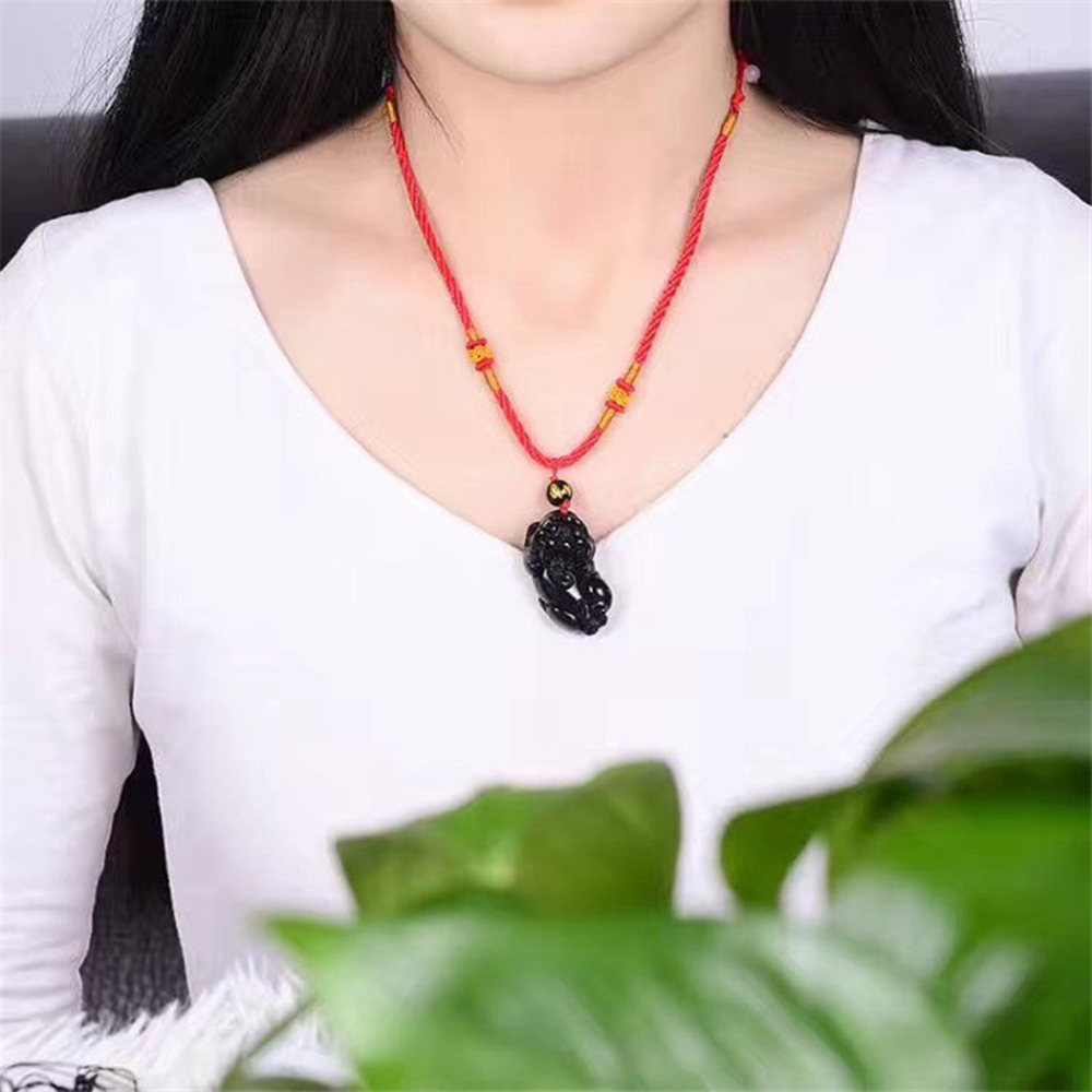 Mặt Dây Chuyền Tỳ Hưu Opal Đen Tự Nhiên Tặng Dây Đeo 45CM