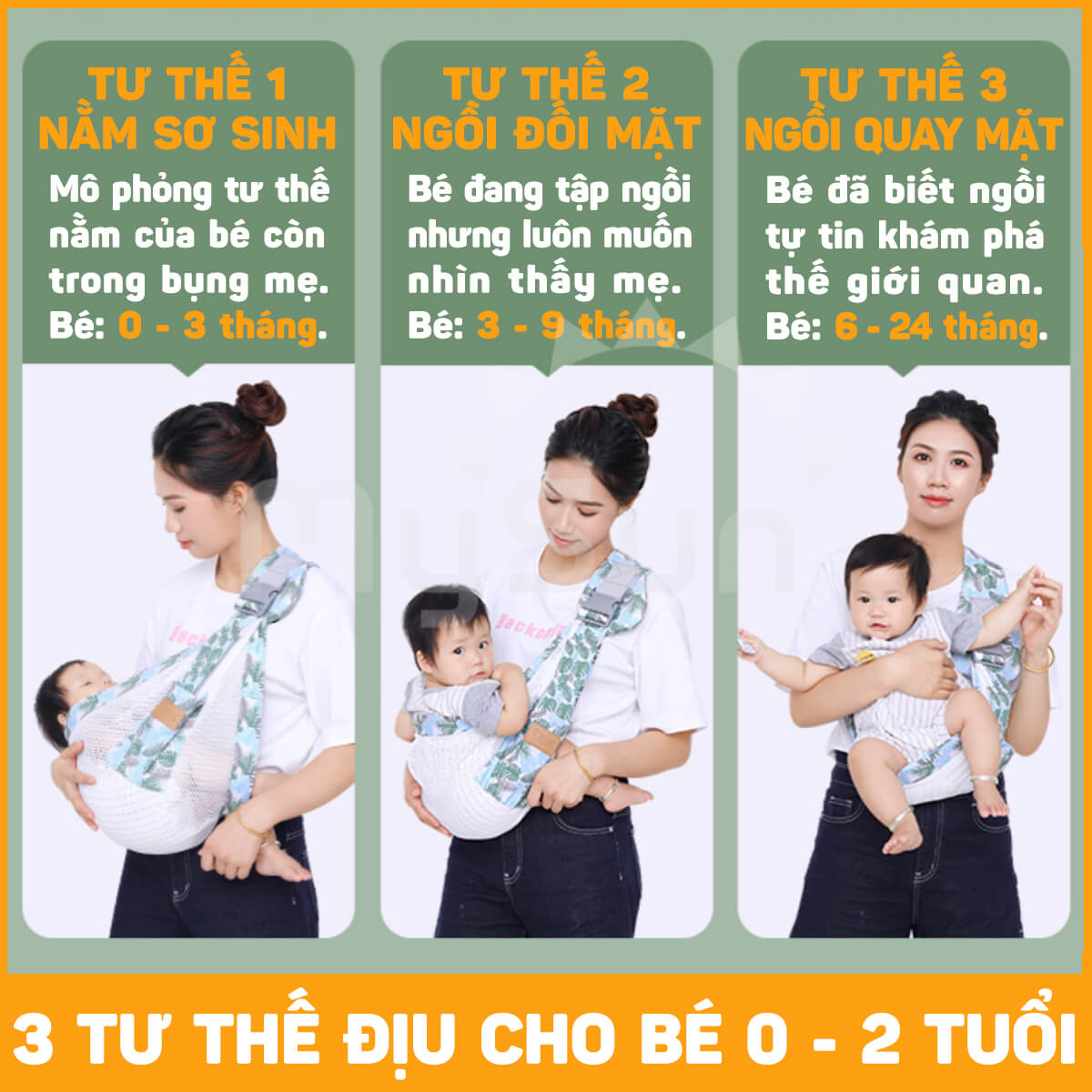 Địu điệu vải trẻ em giá rẻ cho e bé sơ sinh 1 2 3 … 12 tháng tuổi ngồi, nằm.