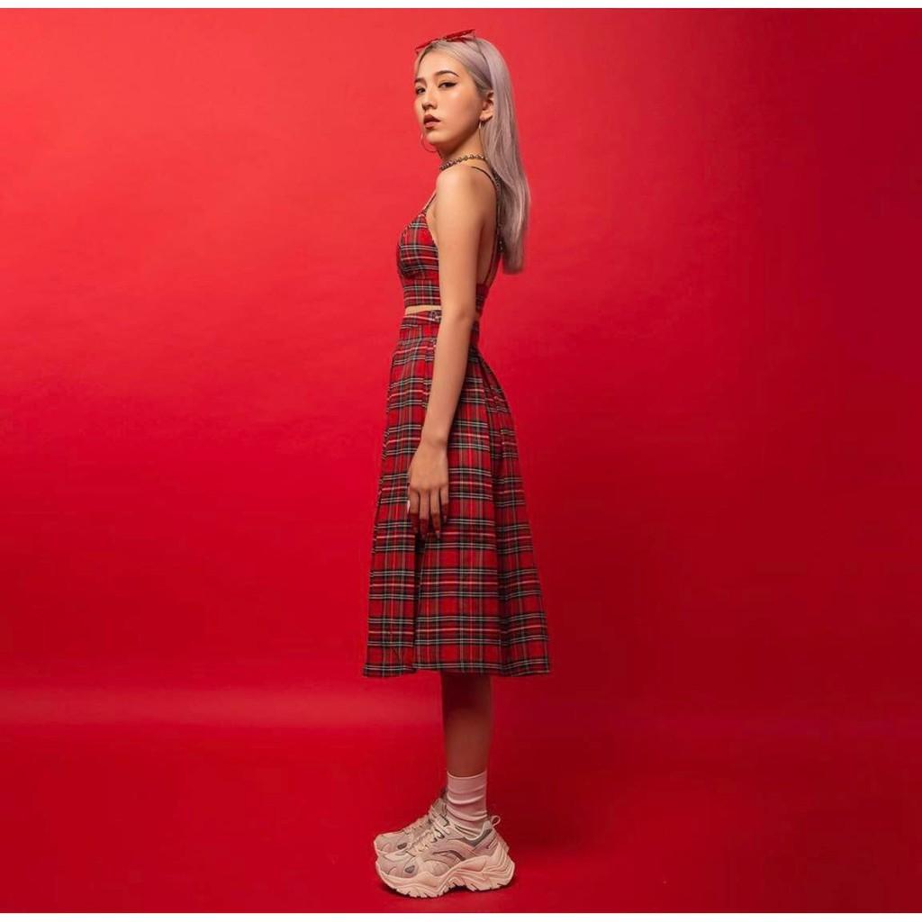 Áo Ngực Khoét Chữ V Caro Đỏ TARTAN - Caro Bralette / Red