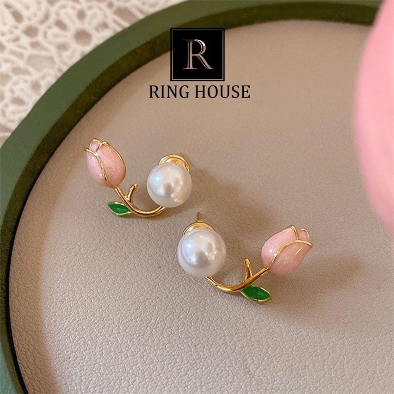 Khuyên Tai Bông Tai Nữ Hoa Hồng Móc Tai Đẹp Ring House
