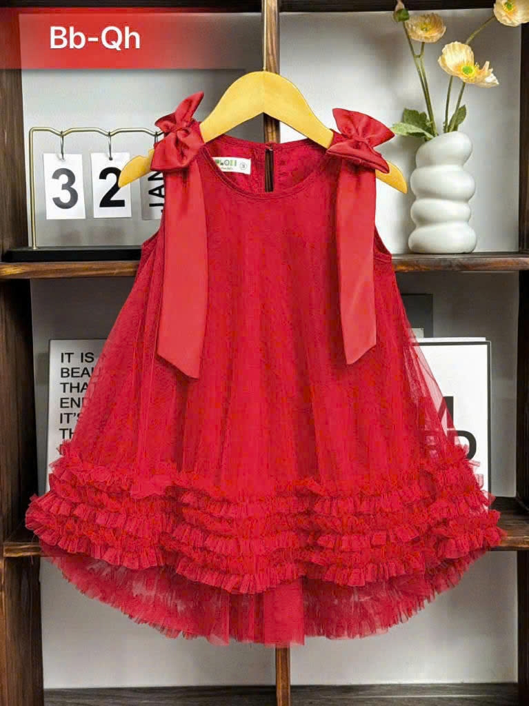 Đầm váy babydoll cho bé gái kiểu phối nơ diện noel giáng sinh năm mới lễ tết từ 10-40kg