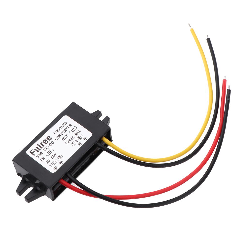 Auto Vehicle Voltage Reducer DC-DC Buck Converter 20-60V to 12V Step-down Voltage Regulator 3A/36W Power Supply Module for Car Waterproof