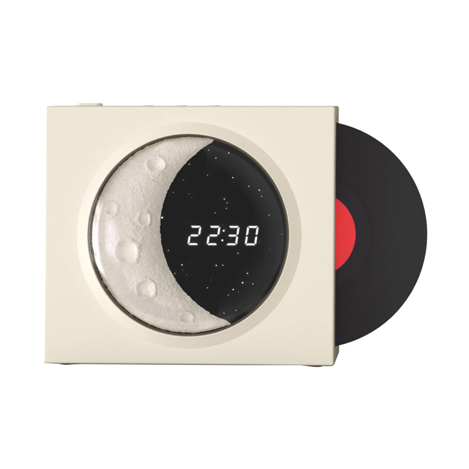Vinyl Player Speaker, Speaker with Clock HiFi Sound Night Light Sound Box 360° Stereo Sound Vintage Portable Speaker for Home, Office, Party