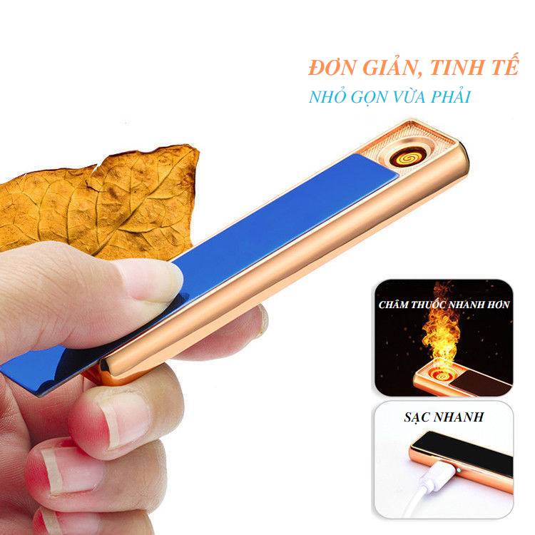 Quẹt Điện Tử_Quẹt Điện Hồng Ngoại Sạc USB Chất Liệu Hợp Kim Không Gỉ Sét Bất Chấp Mưa Gió Sản Phẩm Được Tặng Kèm Dây Sạc USB+Hộp Đựng Sang Trọng