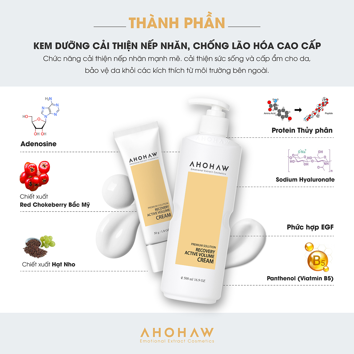 Kem Dưỡng Chống Lão Hóa Chuyên Sâu Ahohaw Premium Solution - Hàng Chính Hãng