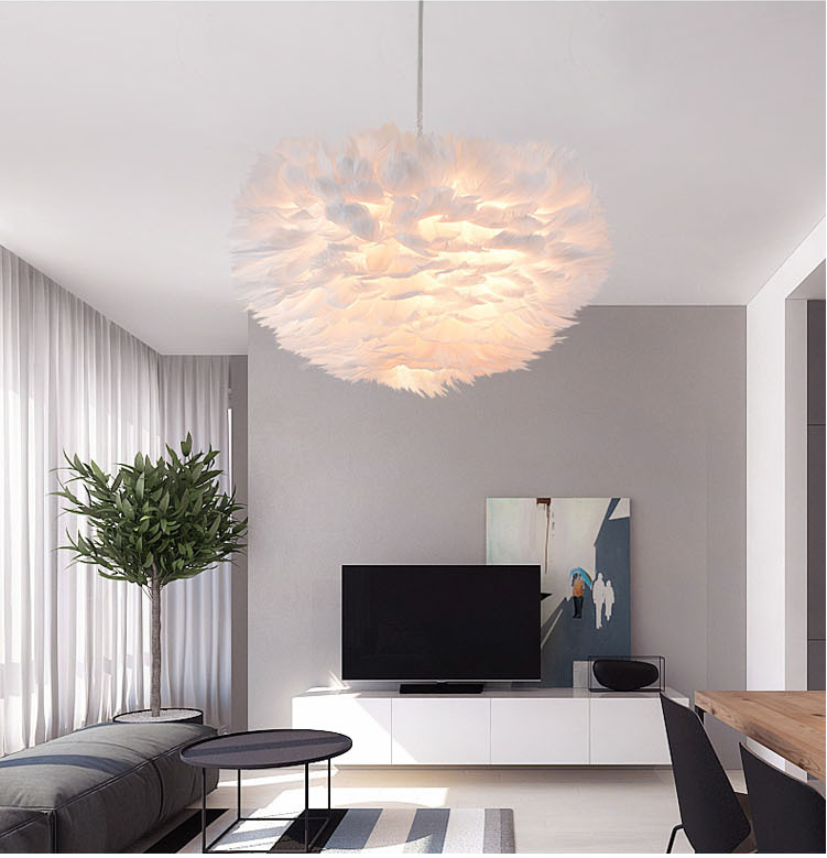 Đèn Chùm Mây lông Vũ Bắc ÂU Decor Lighting TN329 - 3 Chế Độ Ánh Sáng - KÈM 3 BÓNG LED SIÊU SÁNG - Có Video