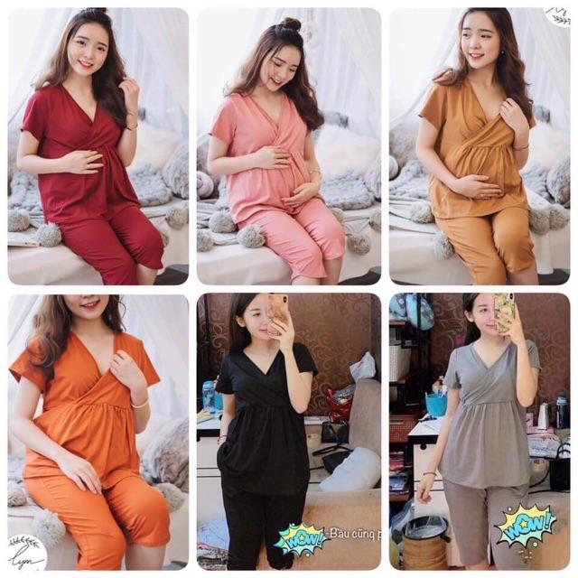 BỘ ĐỒ BẦU VÀ SAU SINH BỘ BẦU NGỐ MÙA HÈ CHẤT COTTON MÁT