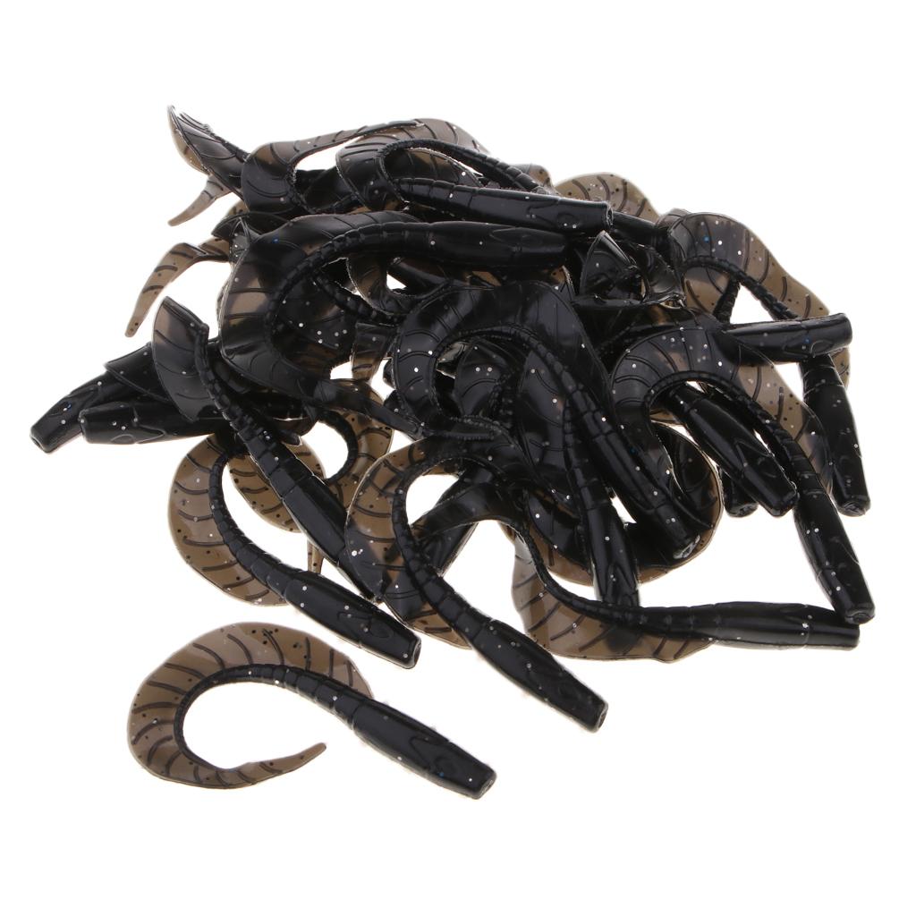 30pcs Grub Worm Fishing Lure Jig Head Soft Silicone Bait