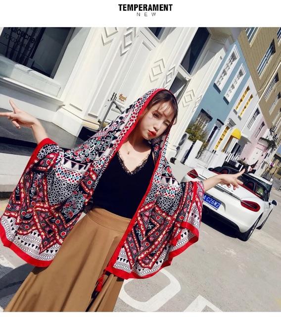 Khăn choàng du lịch biển khăn choàng boho in hoạ tiết thổ cẩm