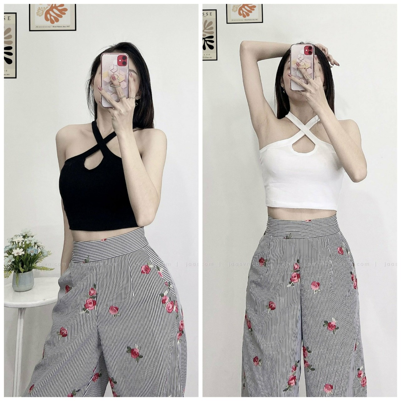 Áo croptop hai dây chéo ngực