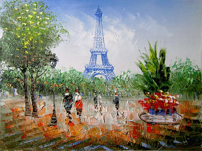 Tranh canvas phong cách sơn dầu - Phong cảnh Paris - PC013 - 120x90cm