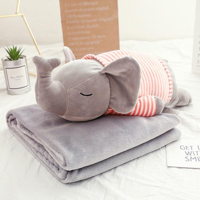 Bộ chăn ga gối hình thú 3 in 1 kèm gối hình thú nhồi bông