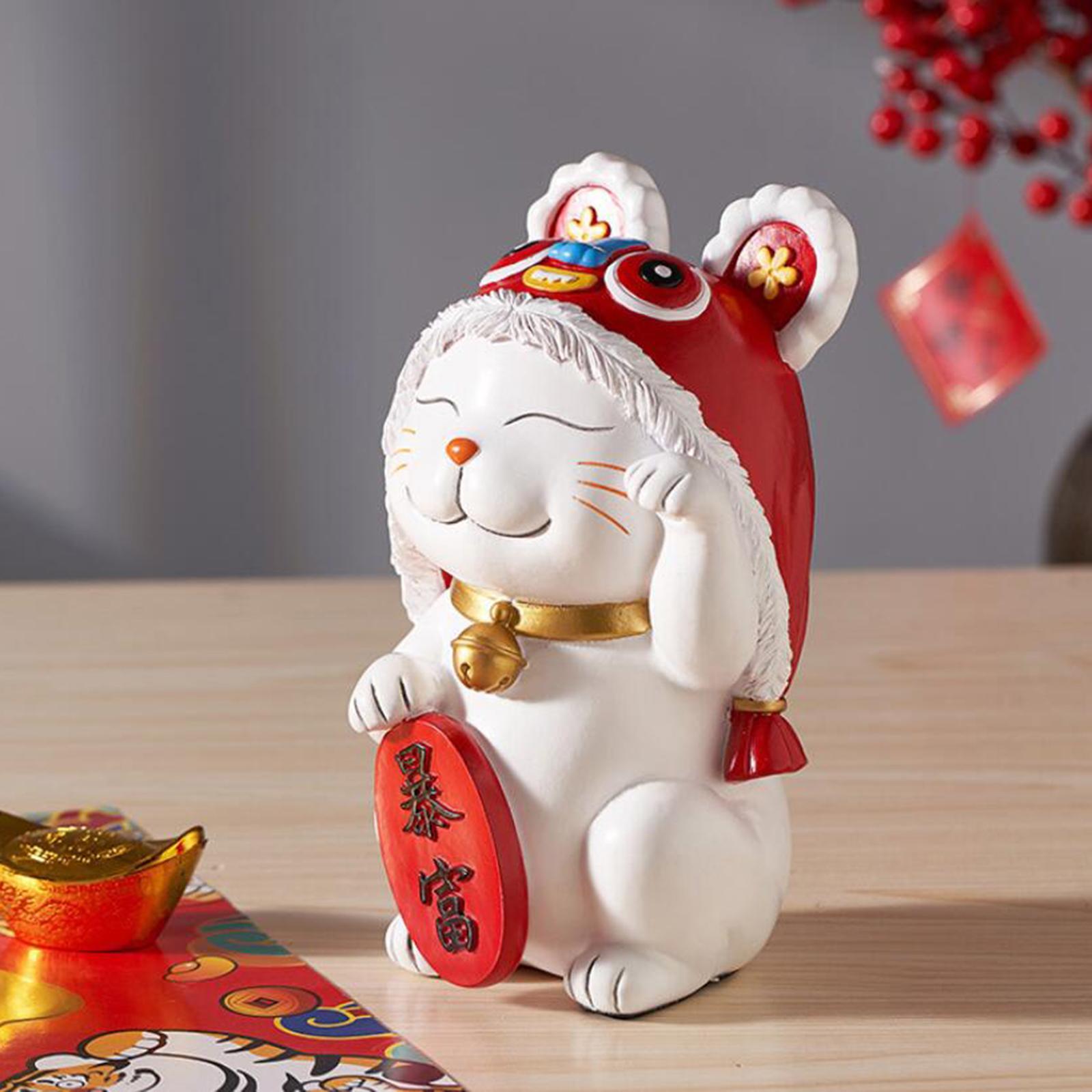Japanese Lucky Cat Statue Sculpture Figurine for Desk Office Decor