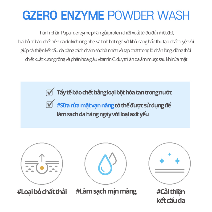 Bột rửa mặt GLOVU G Zero Enzyme Powder Wash