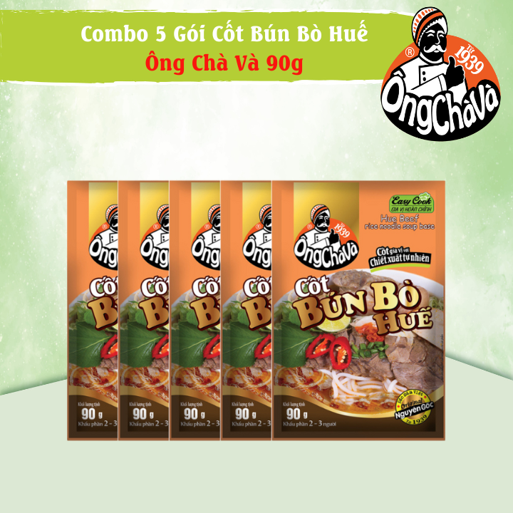 Combo 5 Gói Cốt Bún Bò Huế Ông Chà Và 90gr (Hue Beef Rice Noodle Soup Base)