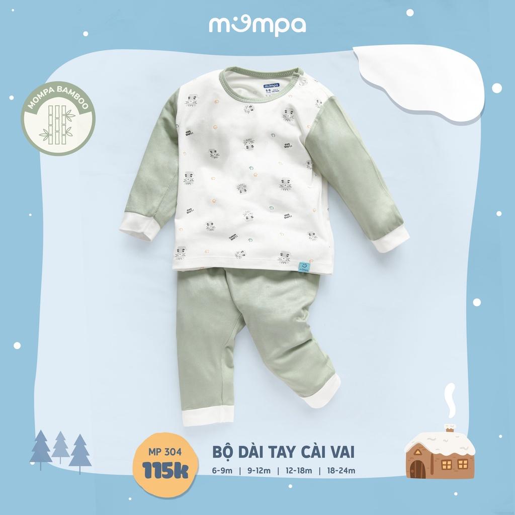 Bộ QA dài tay mompa cho bé cài vai tiện lợi từ 6-24m