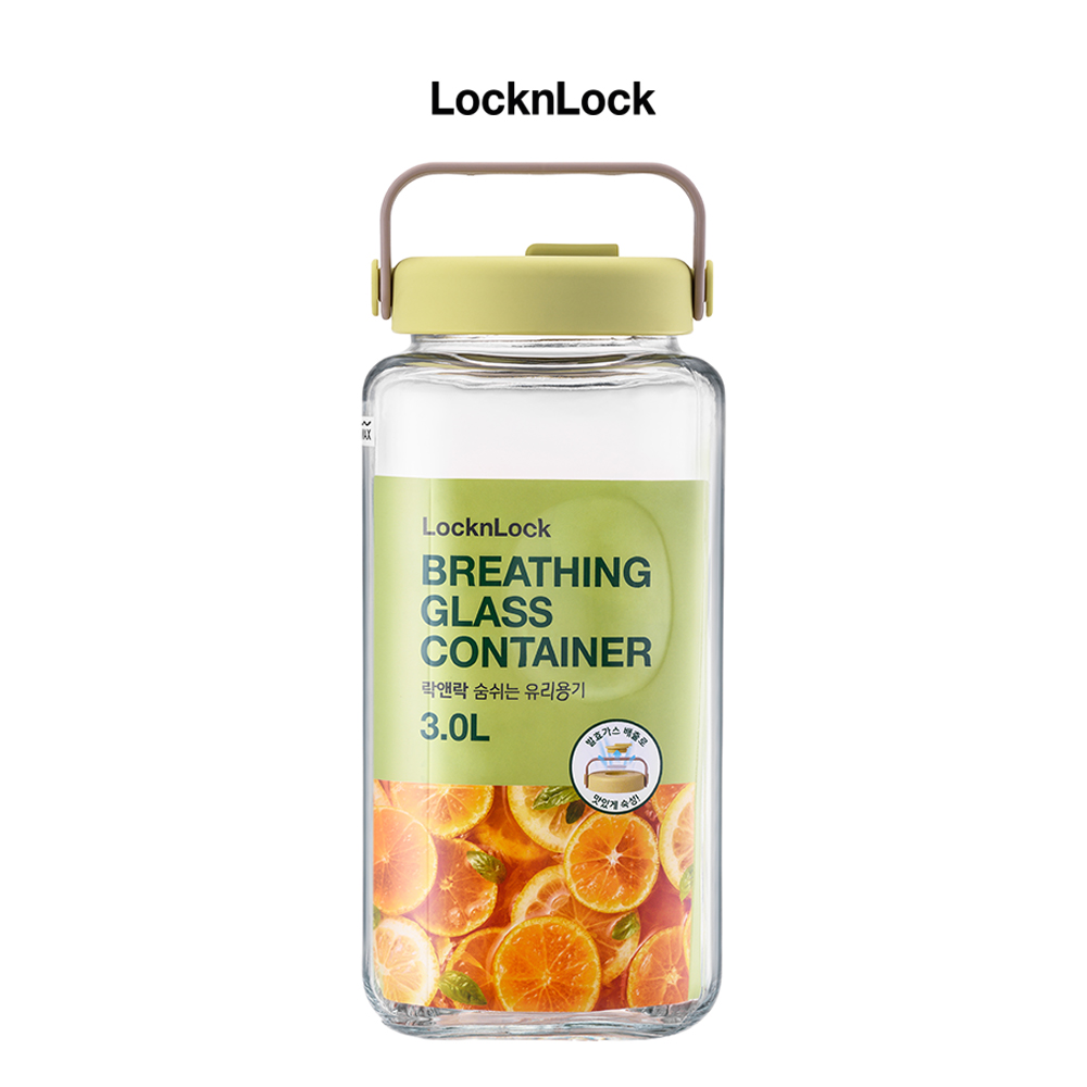 Hũ thủy tinh Breathing LocknLock - Kèm nắp đậy - Tay cầm hủ linh hoạt