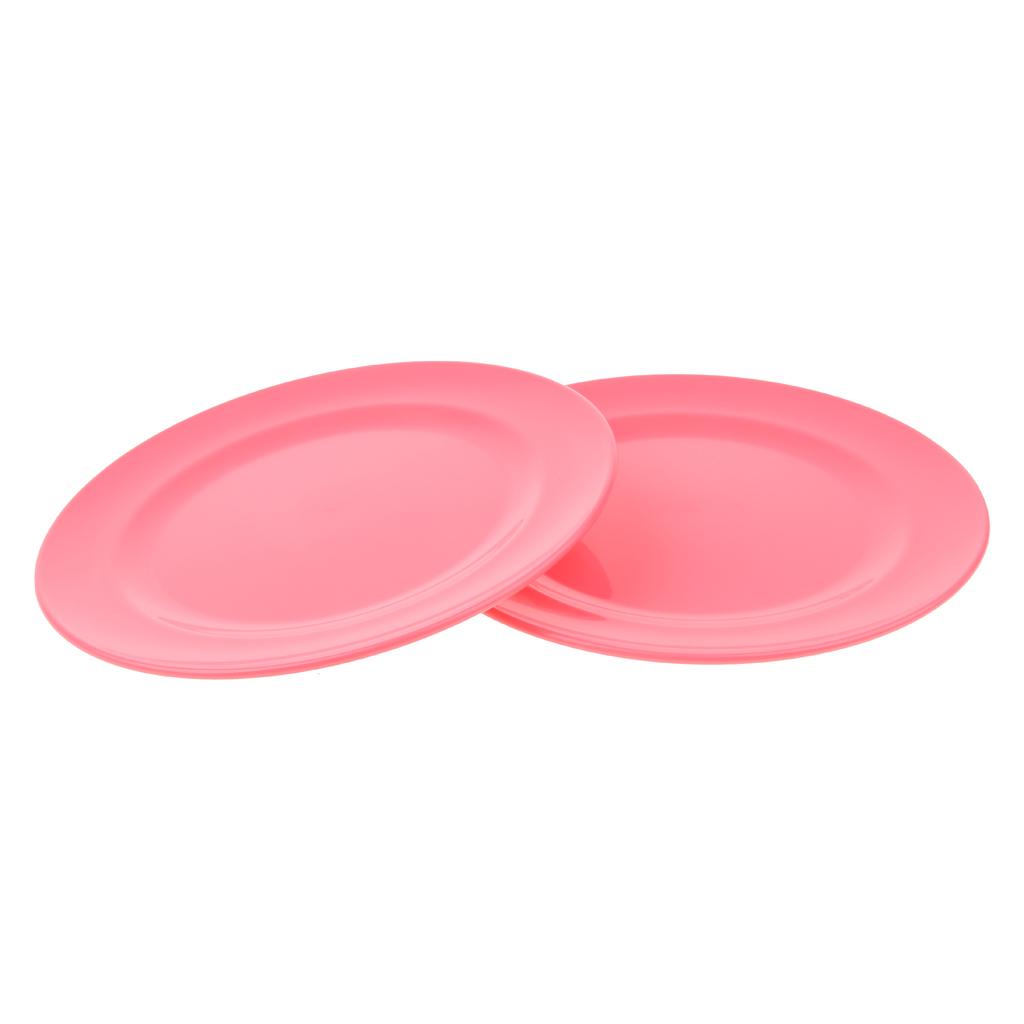 2pcs Plates Set Food Container Dishes Camping Outdoor Storage Bowl Pink