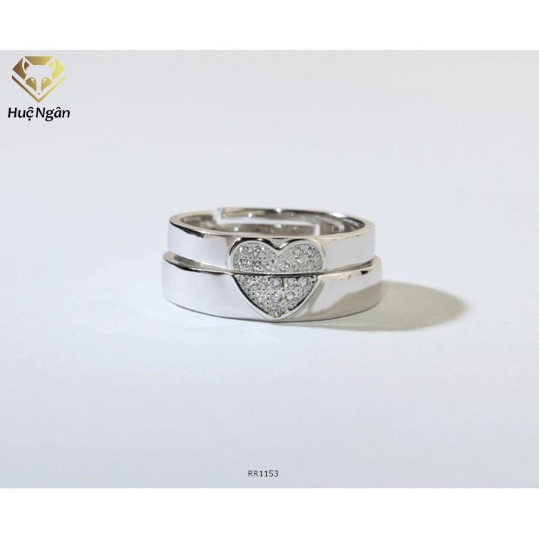 Nhẫn đôi bạc 925 Huệ Ngân - Một nửa yêu thương RR1153