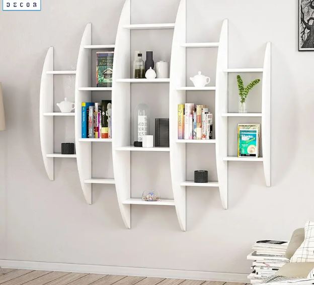 Kệ Gỗ Trang Trí Treo Tường Thiết Kế Dạng Hình Tròn Cách Điệu Juno Sofa CTKT710 KT 146x146x29cm