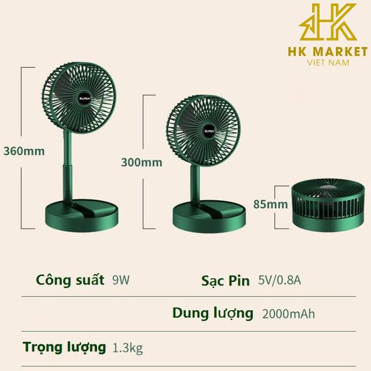 Quạt Tích Điện Mini 3 Chế Độ Để Bàn Cao Cấp Siêu Mát