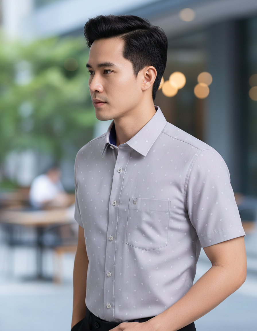 Áo sơ mi tay ngắn Khatoco (M-3XL)