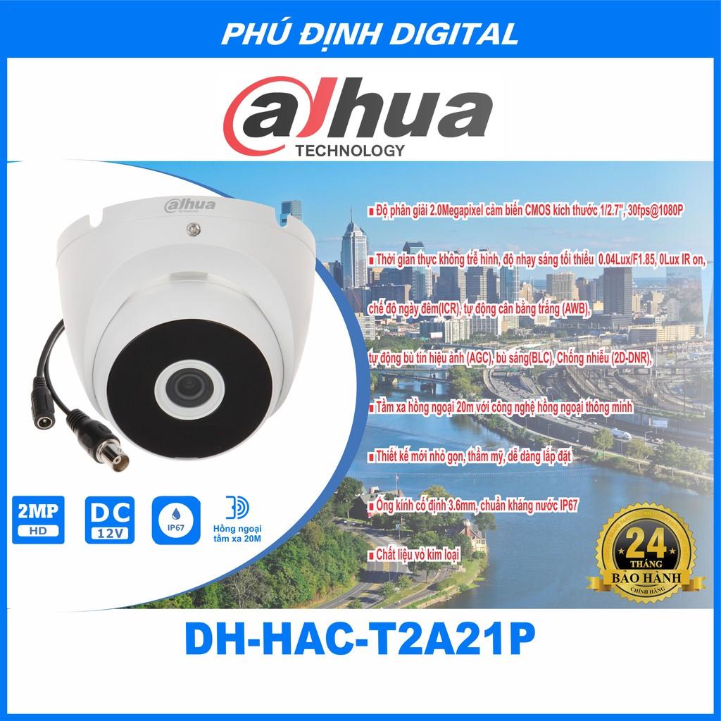 Camera HDCVI 2MP Dahua mã DH-HAC-T2A21P - Hàng Chính Hãng