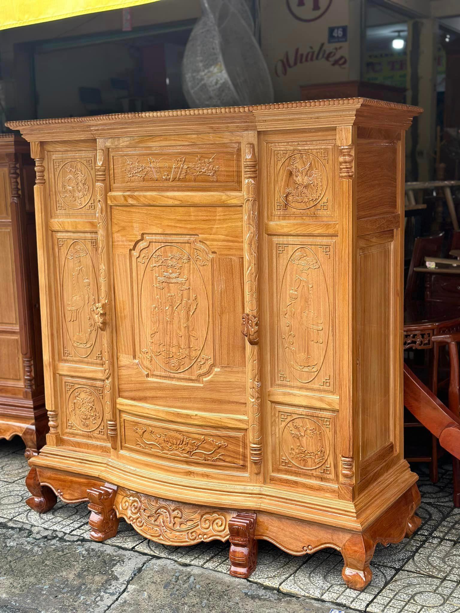 Tủ Thờ Gỗ Gõ 6 Chân, Tủ thờ gỗ tự nhiên cao cấp, bàn thờ gỗ gõ
