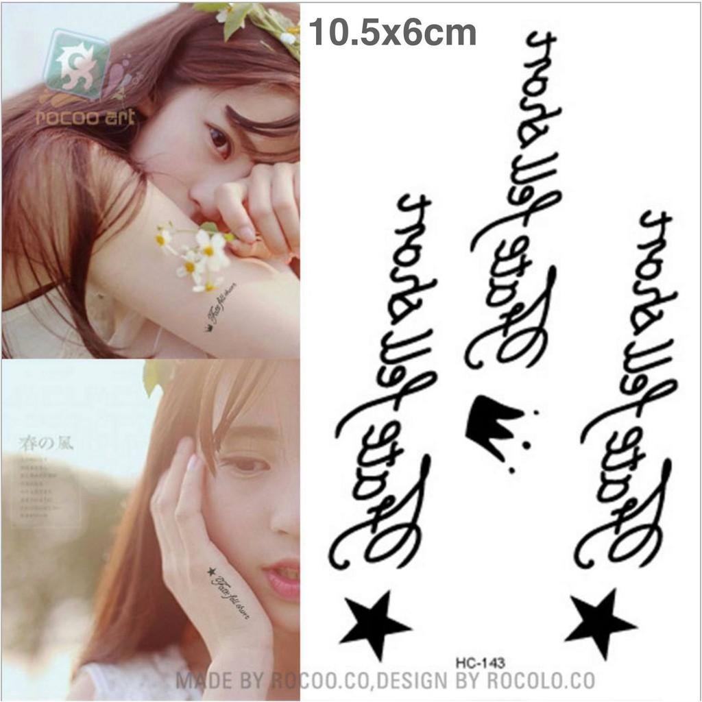 Hình xăm dán chữ sao đen 10x6cm