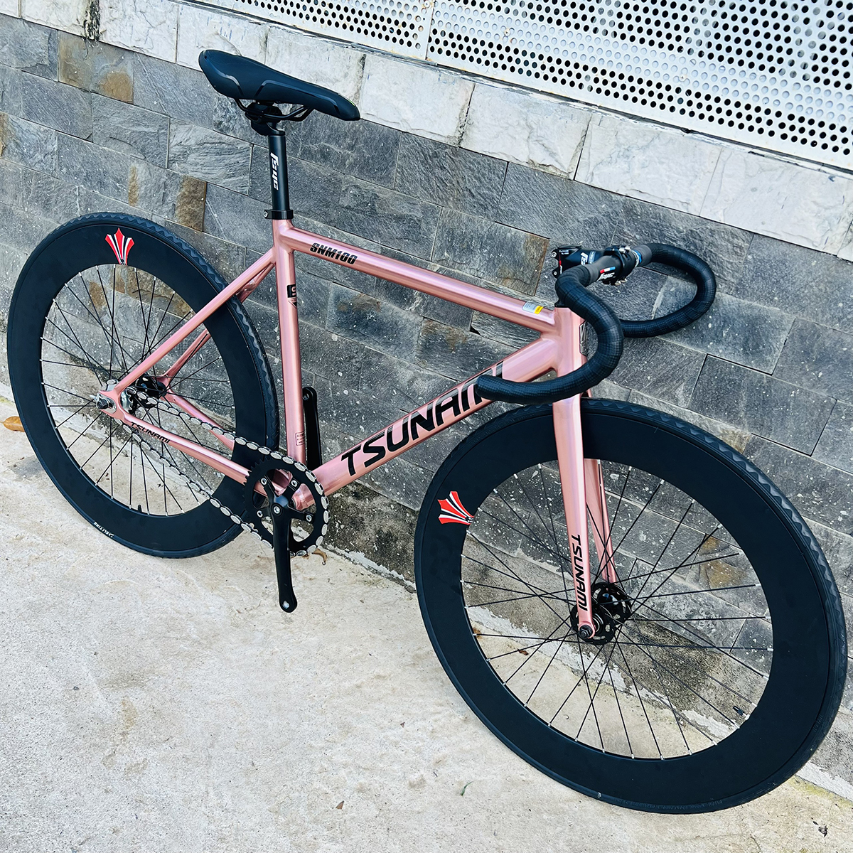 Fixed gear TSUNAMI SNM100 bánh trước sau 7cm - Màu Rose gold