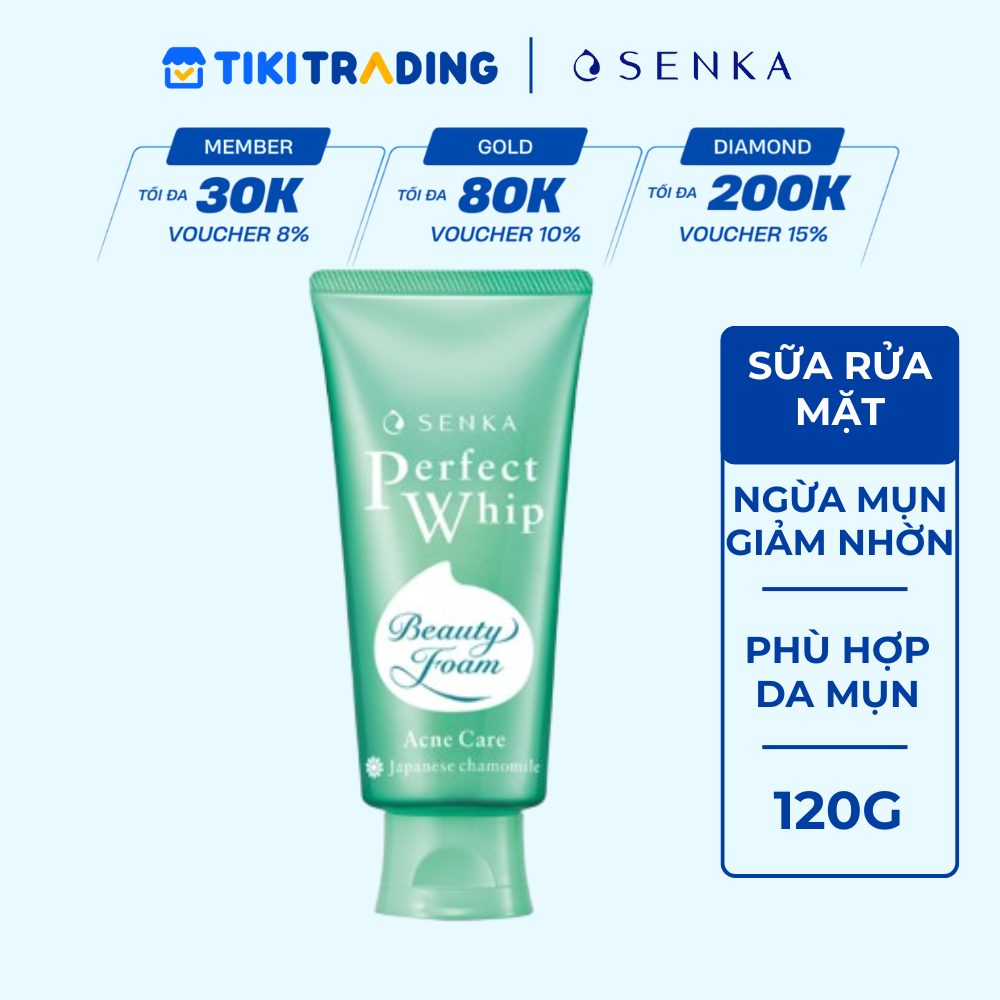 Sữa rửa mặt hỗ trợ trị mụn Senka Perfect Whip Acne Care 100g