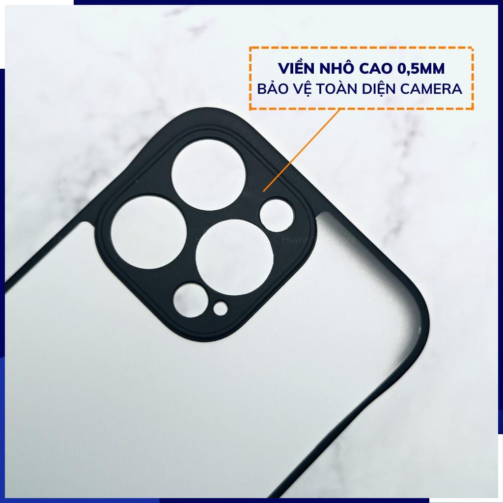 Ốp lưng ip 13 pro max 13 13 pro 12 pro max 12 12 pro nửa cạnh lưng nhám chống bám vân tay bảo vệ camera huỳnh tân