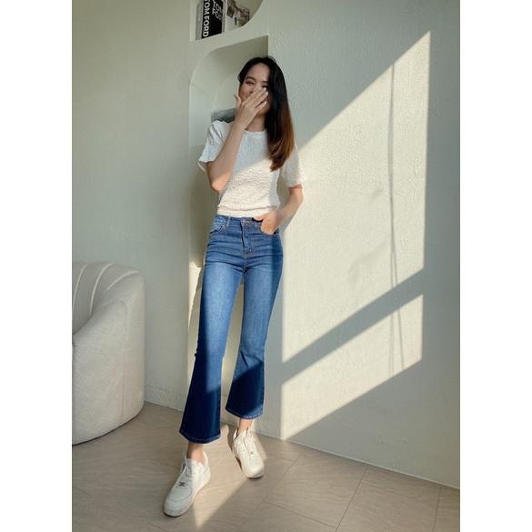 Quần Jean loe lửng nữ ống bass REVERCLOTHINGS Flare Jeans