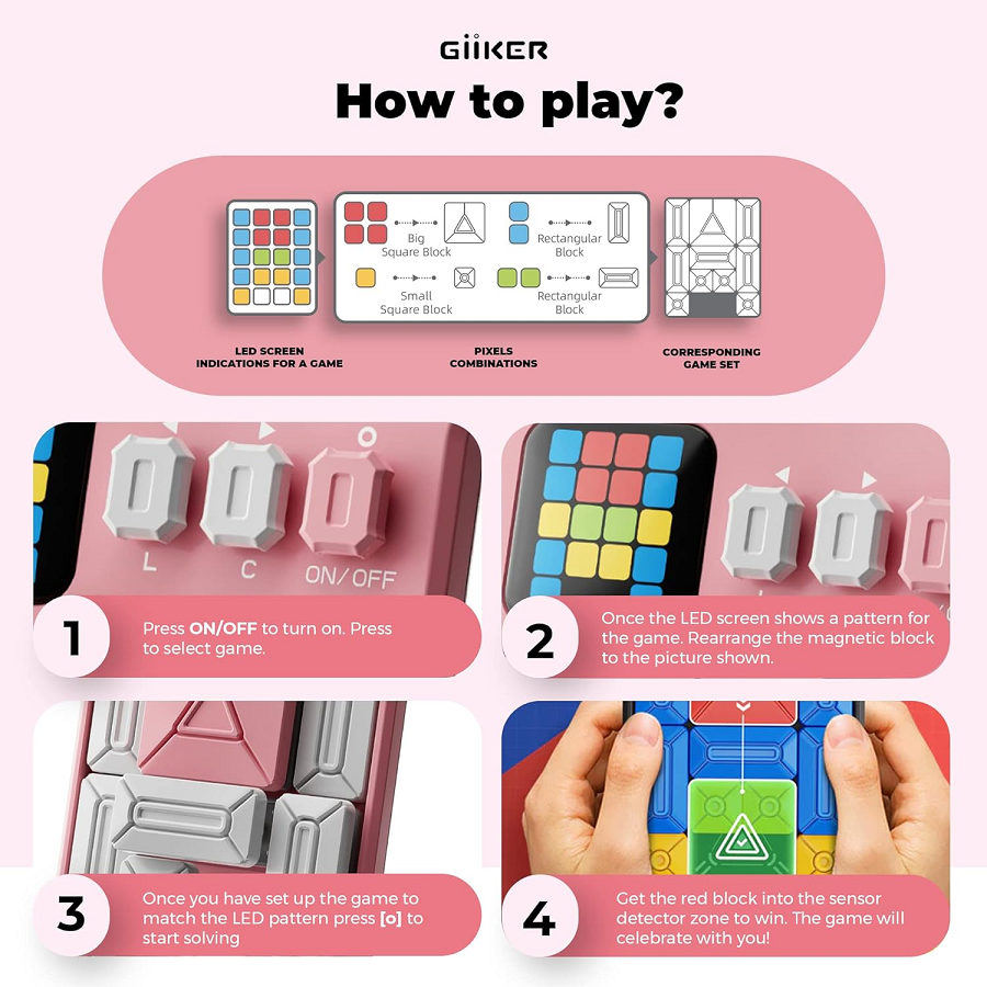 Đồ chơi xếp hình nam châm cảm ứng thông minh Giiker Super Slide Pink