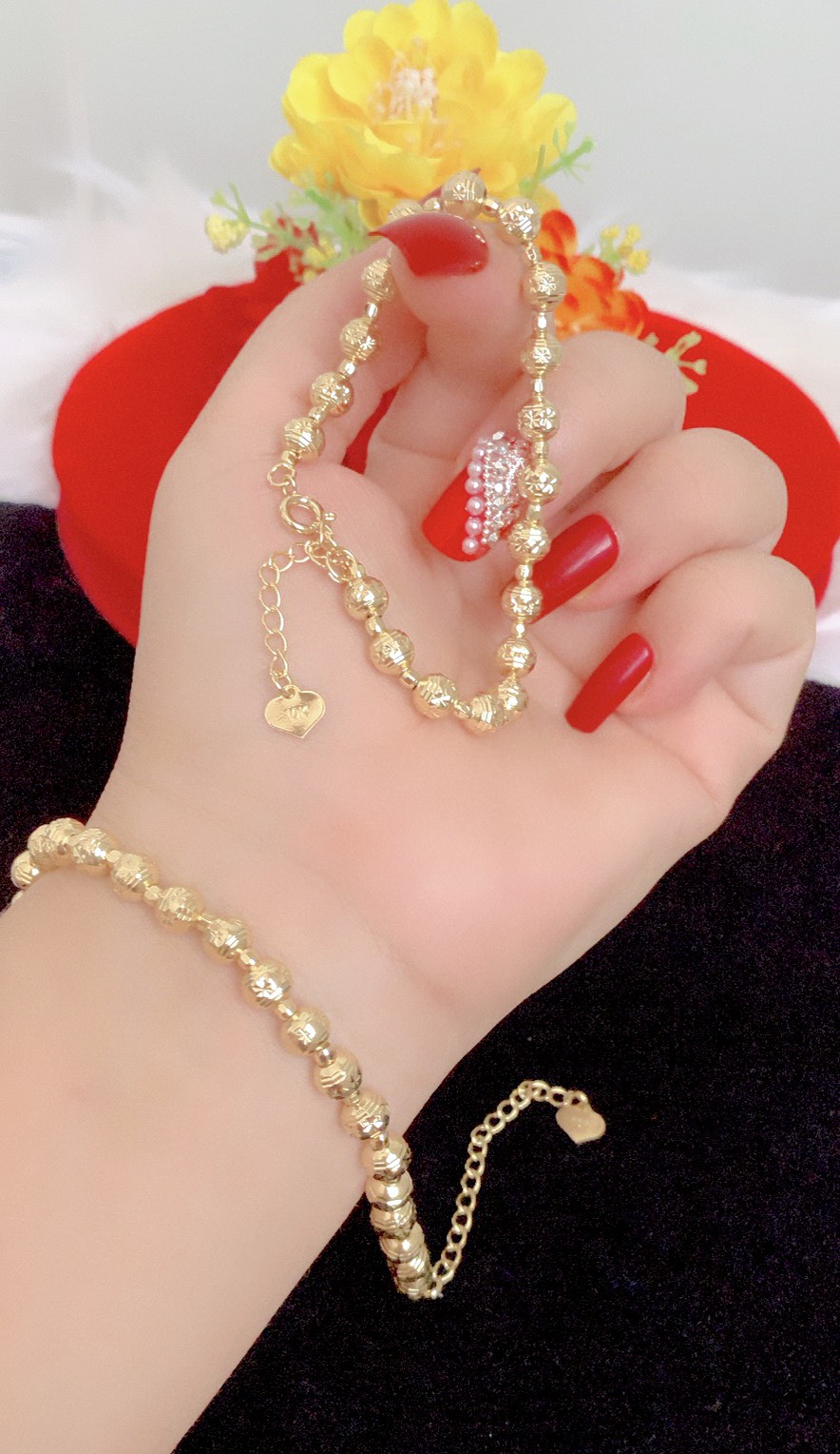 Lắc tay bi chạm mạ 18k cao cấp P604