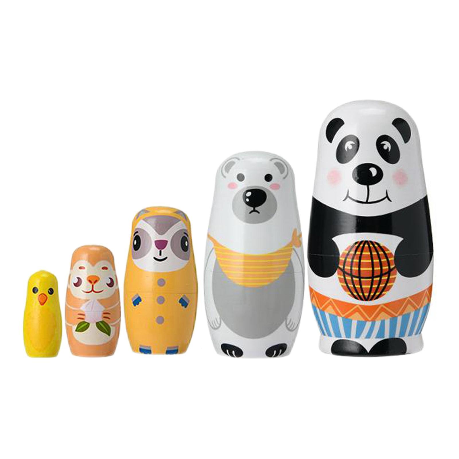 Hình ảnh 13pcs Cute Russian Wooden Hand Painted Nesting Dolls Kids Toys Collections