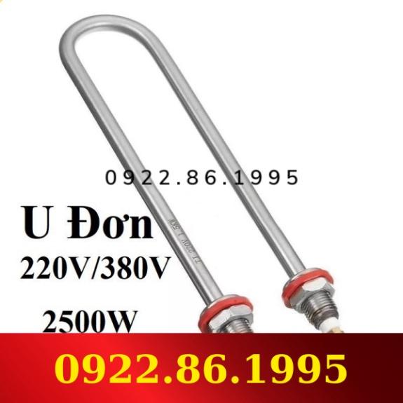 Thanh nhiệt đun nước Điện trở đun nước Inox chữ U đơn công suât 500W, 700W, 800W, 1KW, 1,5KW, 2KW chiều dài 20cm h