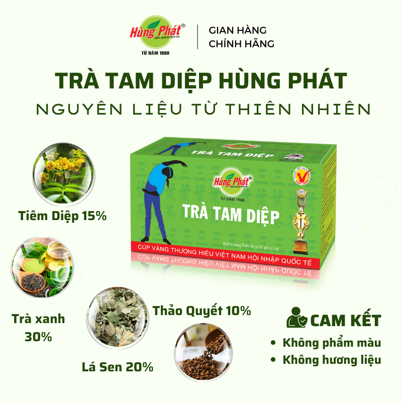 TRÀ TAM DIỆP - Giảm Cân Hiệu Quả An Toàn - Thương Hiệu Hùng Phát 