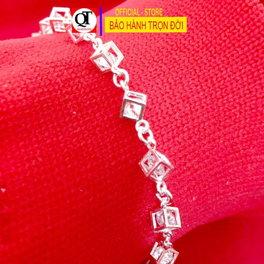 Lắc tay nữ kiểu lắc mềm chuỗi lập phương chất liệu bạc ta đính đá cao cấp trang sức Bạc Quang Thản - QTLTNU11