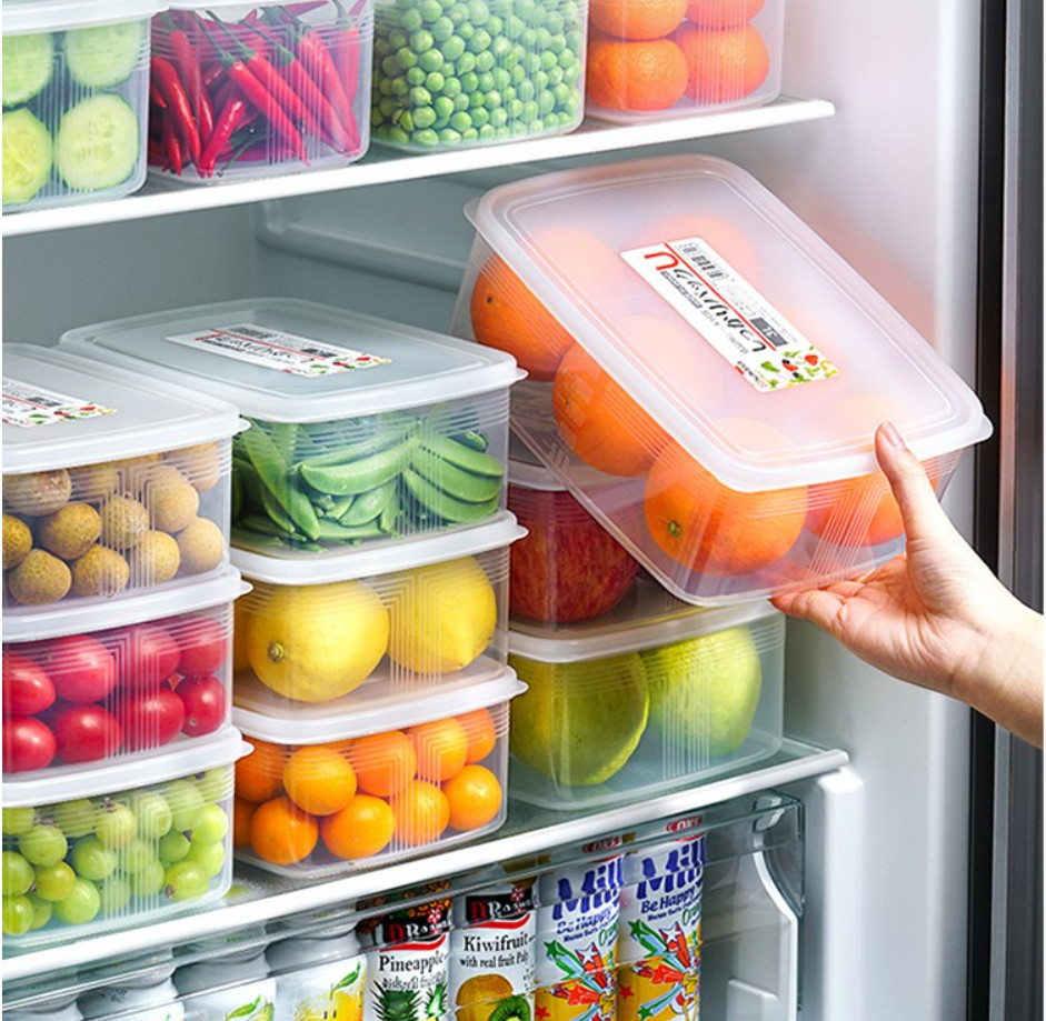 Combo 02 Hộp nhựa Nakaya 3L bảo quản thức ăn trong tủ lạnh, có nắp mềm - Hàng nội địa Nhật Bản
