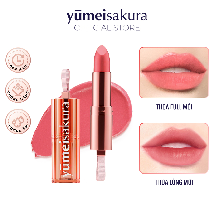 Son Thỏi Màu Cam Sữa Lì Mịn Siêu Dưỡng Yumeisakura Chotto Matte Milky Orange Lipstick YMS18 3.5g