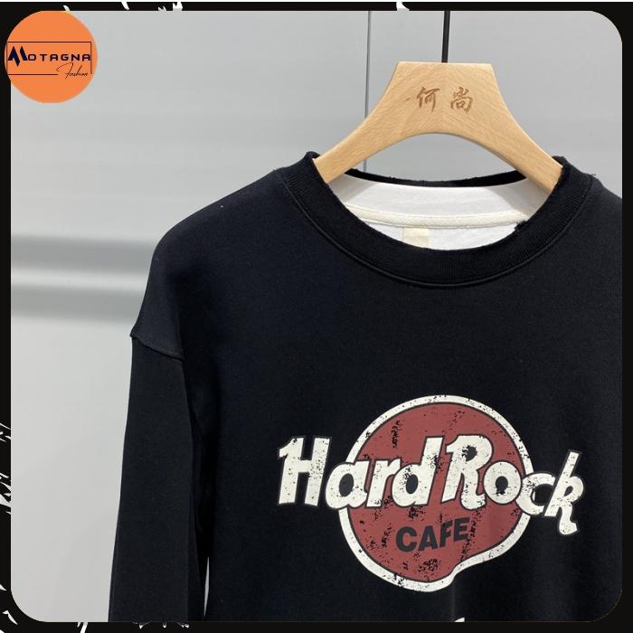 Áo nỉ cổ tròn dáng ôm, Áo thu đông nam chất đẹp cao cấp in HARD ROCK basic mã NZ660