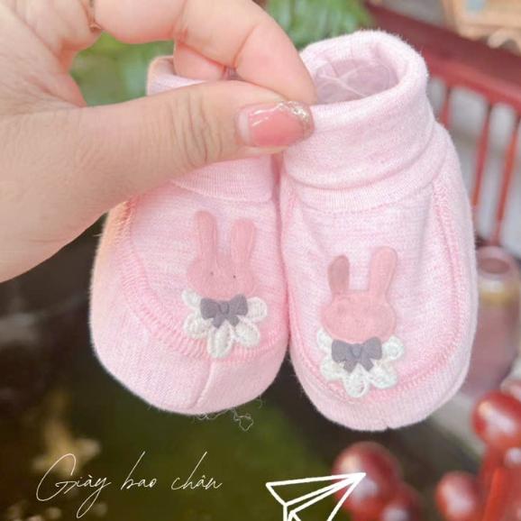 Giày Bao Chân Cổ Cao Giữ Ấm Chân Cotton 2 Lớp Dày Dặn Cho Bé 0-3 tháng - Phù hợp mùa lạnh, thu đông - Hồng