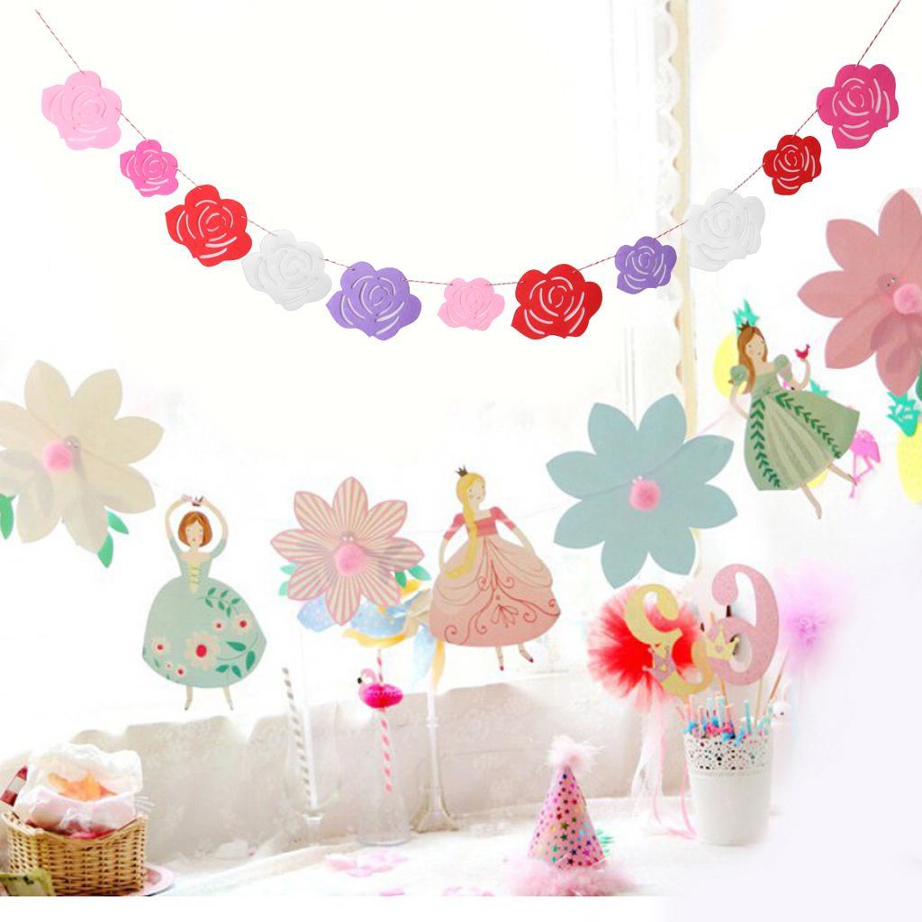 Romantic Rose Flower Banner Wedding Engagement Party Room Hanging Decor