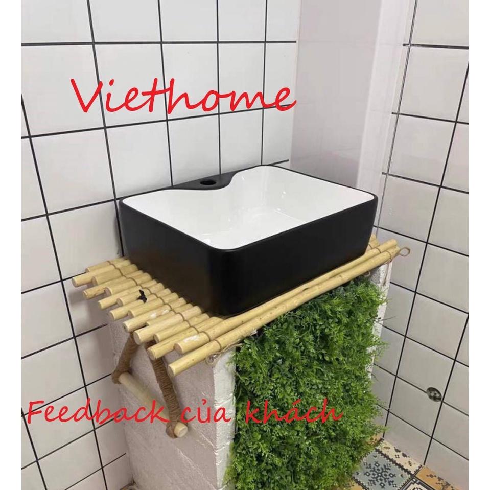 Lavabo vuông để bàn đen trắng